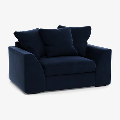 Heal's Heal's Cumulus Loveseat Smart Velvet Dusk Black Feet - Heal's UK Furniture