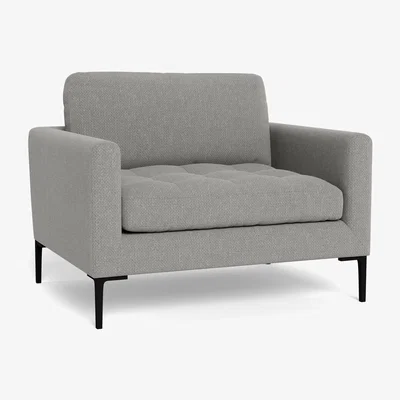 Heal's Heal's Eton Loveseat Texture Pale Grey Brass Feet - Heal's UK Furniture