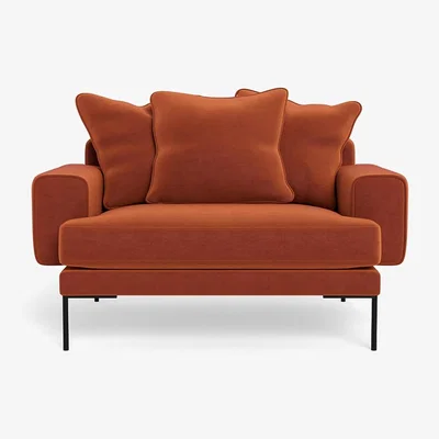 Heal's Heal's Torrington Loveseat Velvet Russet Black Feet