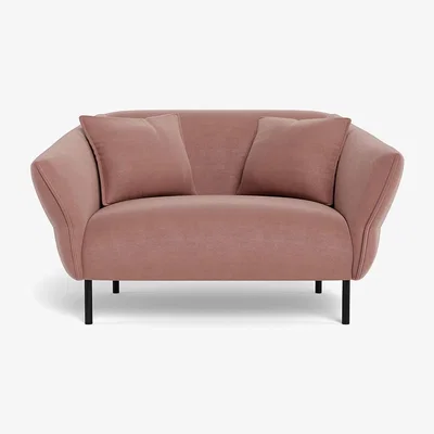 Heal's Heal's Alto Loveseat Smart Luxe Velvet Dusky Pink Black Feet