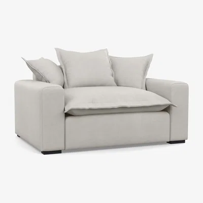 Heal's Heal's Brompton Loveseat Capelo LinenCotton Sea Salt  Black Feet - Heal's UK Furniture