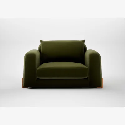 Heal's Heal's Nuvola Loveseat Cotton Velvet Evergreen Natural Feet