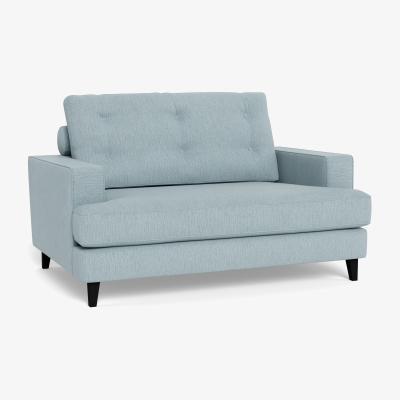 Heal's Heal's Mistral Loveseat Smart Linen Mix Duck Egg Black Feet - Heal's UK Furniture