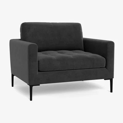 Heal's Heal's Eton Loveseat Smart Luxe Velvet Nickel Brass Feet