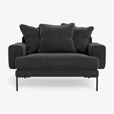 Heal's Heal's Torrington Loveseat Smart Luxe Velvet Nickel Black Feet