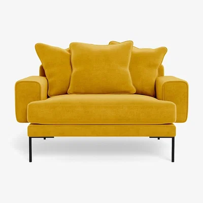 Heal's Heal's Torrington Loveseat Smart Luxe Velvet Canary Black Feet