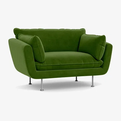 Heal's Heal's Allora Loveseat Smart Luxe Velvet Grass Stainless Steel Feet