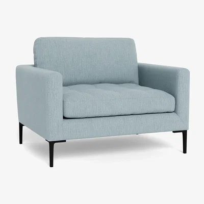 Heal's Heal's Eton Loveseat Smart Linen Mix Duck Egg Black Feet