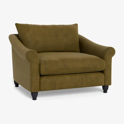 Heal's Heal's Devon Loveseat Smart Luxe Velvet Peridot Walnut Stained Beech Feet