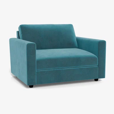 Heal's Heal's Nimbus II Loveseat Smart Luxe Velvet Airforce Blue Black Feet
