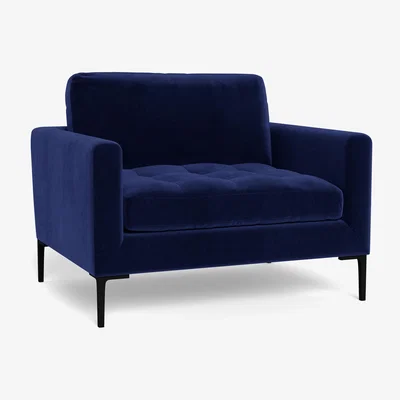 Heal's Heal's Eton Loveseat Smart Luxe Velvet Midnight Black Feet