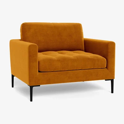 Heal's Heal's Eton Loveseat Smart Luxe Velvet Cognac Black Feet