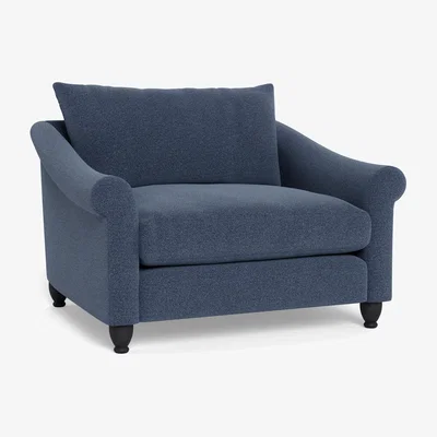 Heal's Heal's Devon Loveseat Boucle Indigo Walnut Stained Feet