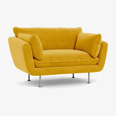 Heal's Heal's Allora Loveseat Smart Luxe Velvet Canary Black Feet