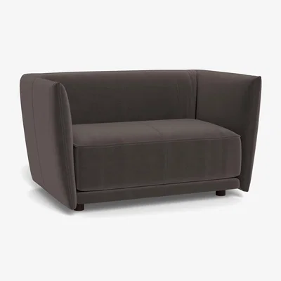Heal's Heal's Valley Loveseat Nobilis Velvet Sable Walnut Stain Feet - Heal's UK Furniture