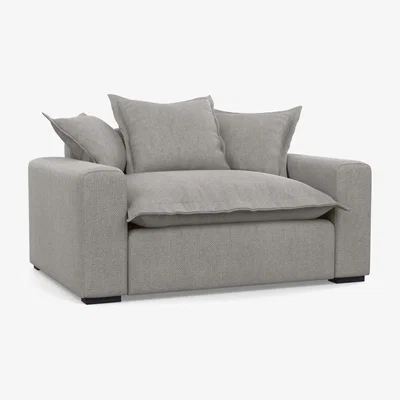 Heal's Heal's Brompton Loveseat Texture Pale Grey Natural Feet - Heal's UK Furniture