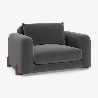 Heal's Heal's Nuvola Loveseat Melton Wool Granite Walnut Stained Feet