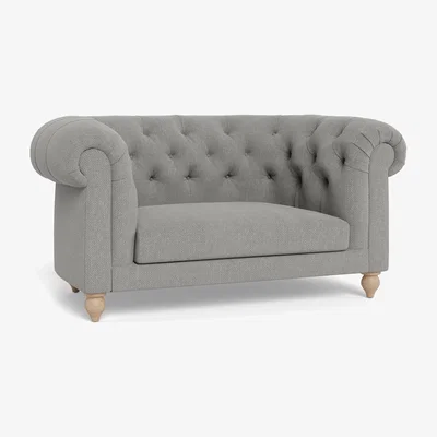 Heal's Heal's Fitzrovia Loveseat Texture Pale Grey Chestnut Stain Feet - Heal's UK Bedroom Furniture
