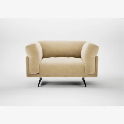 Heal's Heal's Novara Loveseat Smart Luxe Velvet Biscuit Black Feet