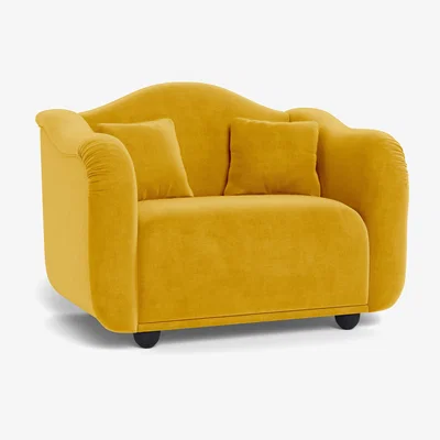 Heal's Heal's Tetbury Loveseat Smart Luxe Velvet Canary Walnut Stained Beech Feet