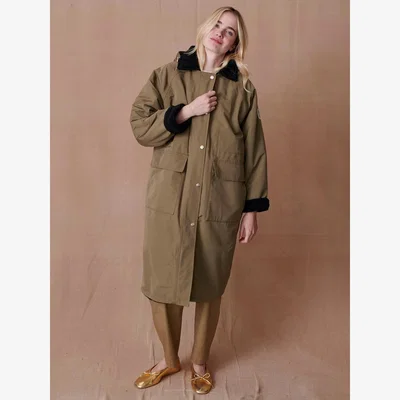 John Lewis Cape Cove Snuggler Waterproof Changing Robe, Khaki/Black