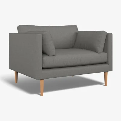 La Redoute Gabriela Modern Soft Brushed Snuggle Chair with Light Wood Legs & Feather Fillings