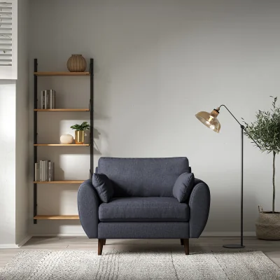 La Redoute Ada Scandi Soft Brushed Snuggle Chair with Dark Wood Legs