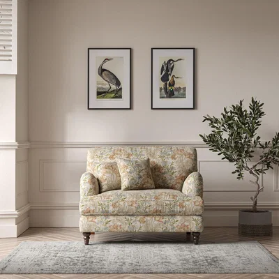 La Redoute Emeline Floral Chenille Snuggle Chair with Oak Feet