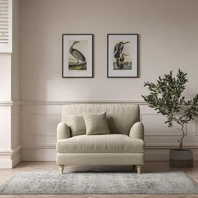 La Redoute Emeline Tonal Basket Weave Snuggle Chair with Oak Legs