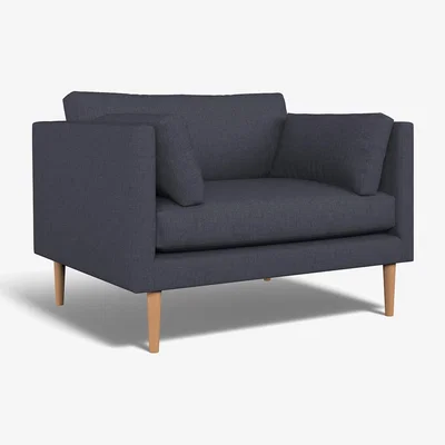 La Redoute Gabriela Modern Soft Brushed Snuggle Chair with Light Wood Legs & Feather Fillings