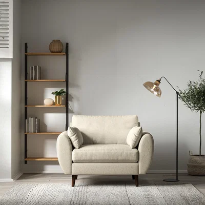La Redoute Ada Scandi Soft Woven Snuggle Chair with Dark Wood Legs