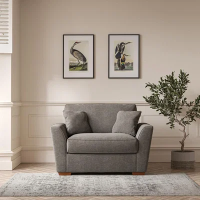 La Redoute Florence Soft Brushed Snuggle Chair with Dark Brown Wood Legs