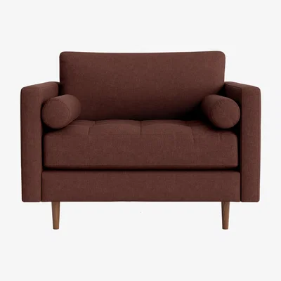Loaf Chill Century Love Seat in Mulberry Wine Clever Linen