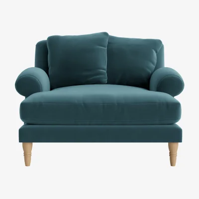 Loaf Crumpet Love Seat Chaise (Sopping Seagrass Clever Velvet)