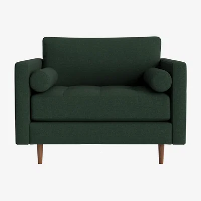 Loaf Chill Century Love Seat in Petrol Can Clever Slubby Linen