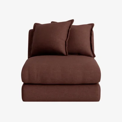 Loaf Wodge Armless Love Seat (Mulberry Wine Clever Linen)