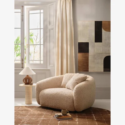 Marks & Spencer BARKER AND STONEHOUSE Cocoon Faux Sheepskin Swivel Snuggle Chair Neutral