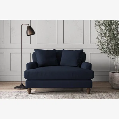 Nkuku Nkuku Deni Love Seat | Make To Order | One Size | Brera Linen Indigo