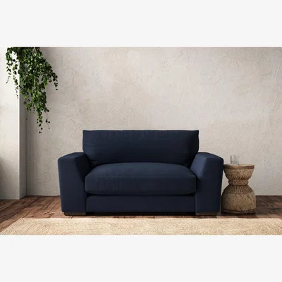 Nkuku Nkuku Guddu Love Seat | Make To Order | One Size | Brera Linen Indigo