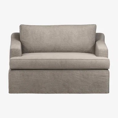 OKA Linen Loose Cover for Beale Loveseat - Dyed Flax