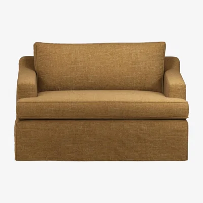 OKA Linen Loose Cover for Beale Loveseat - Ochre