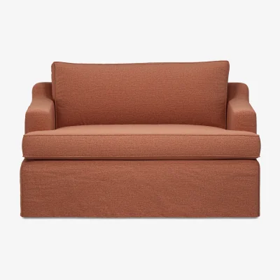 OKA OKA, COVER ONLY - Beale Clever Linen Loose Cover for Loveseat - Sugar Almond, MTO Sofa Loose Cover