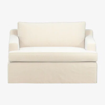 OKA Linen Loose Cover for Beale Loveseat - Dyed Oyster