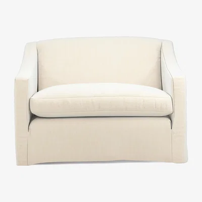 OKA Linen Loose Cover for Egerton Loveseat - Dyed Oyster