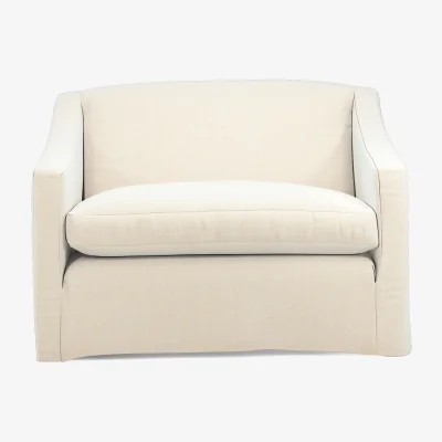 OKA OKA, COVER ONLY - Egerton Clever Linen Loose Cover for Loveseat - Dyed Oyster, MTO Sofa Loose Cover