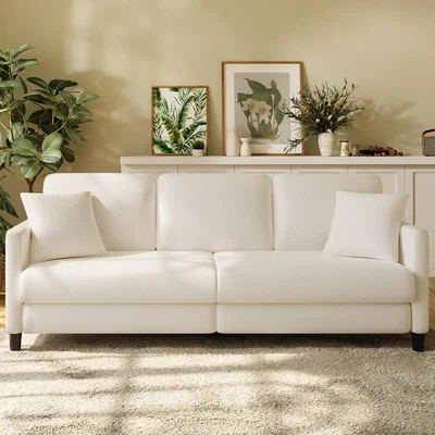 The Range Velvet 3 Seater Sofa Soft Loveseat - Creamy White