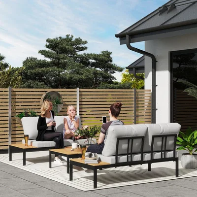 The Range Outsunny Corner Garden Furniture Set with 2 Loveseats - Bronze