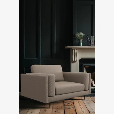 Rockett St George The Grace Love Seat In Studio Stripe Velvet Sand & Black