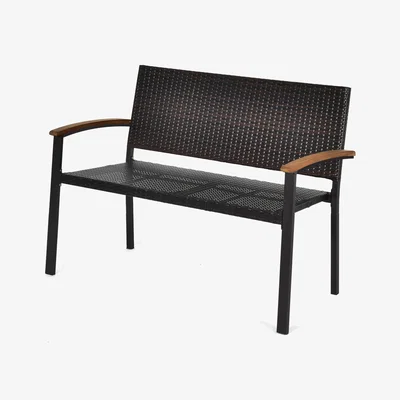The Range Garden Bench PE Wicker Loveseat - Brown