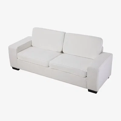 The Range Modern White Teddy Fleece 2-Seater Loveseat Sofa - White